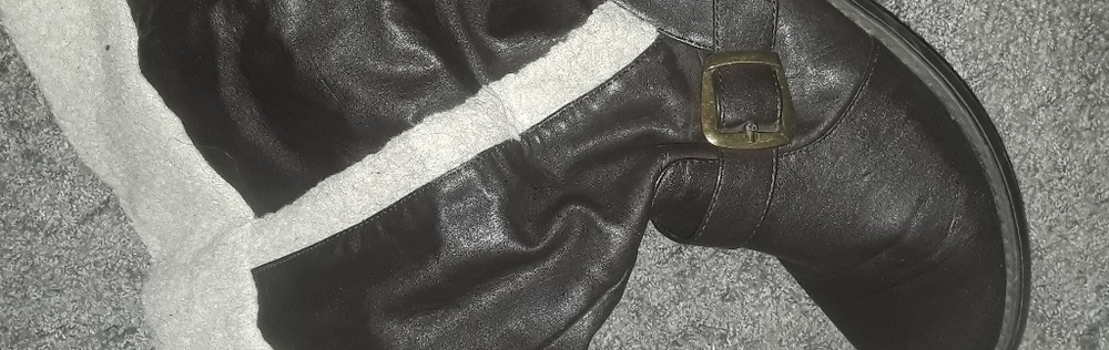 Brown leather boots